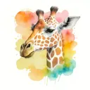 multi coloured giraffe tattoo design idea