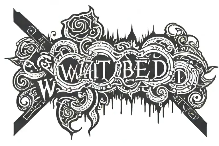 wait and bleed written in electric metal writing tattoo design idea