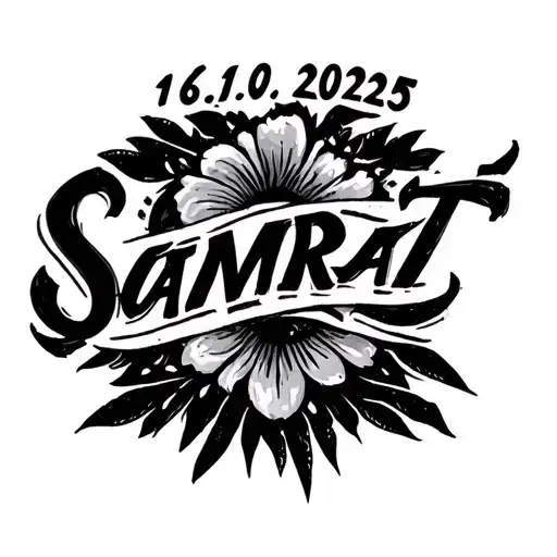 "16.10.2025" "Samrat" with tiny clip art style tattoo design idea