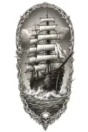skeleton ship tattoo design idea