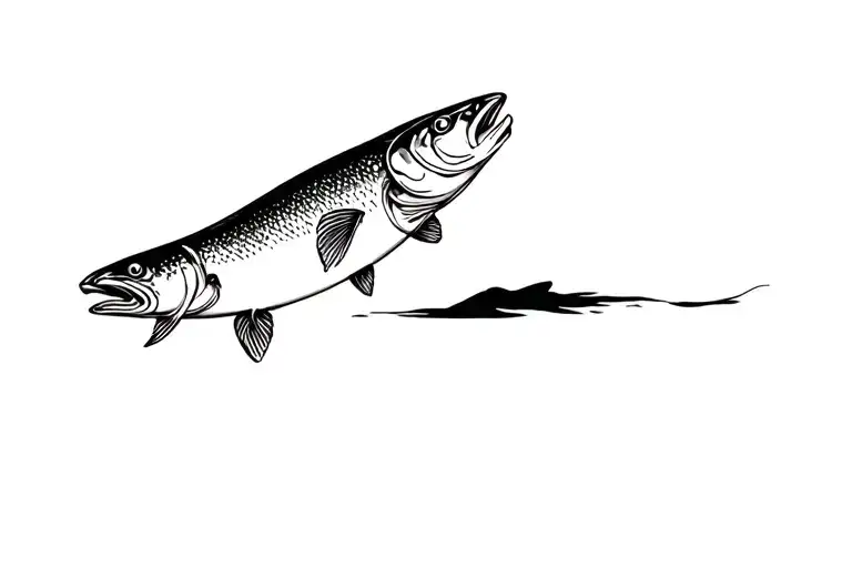 northern pike with shadow under it  tattoo design idea