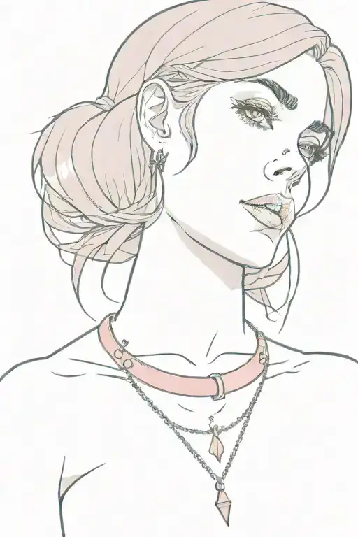 Sissy Slave Pink Leather Collar With Chain Leash Short Dark Brown Hair Blue Eyes Flat Chest Tattoo tattoo design idea