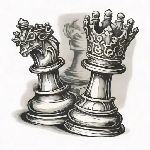 Chess piece with shadow of king tattoo design idea