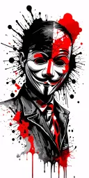 fuck system and prison cell and lost Life with Vendetta mask tattoo design idea