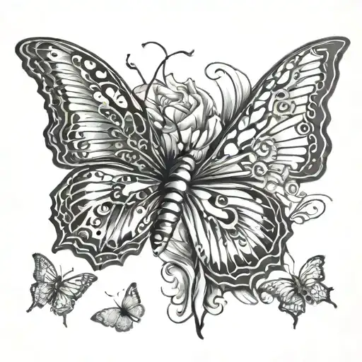 san diego or california, butterflies, bullet and or pain and dark ti tattoo design idea