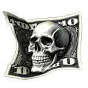 100 dollar bill with skull in middle tattoo design idea