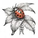ladybug sitting on a coconut tattoo design idea