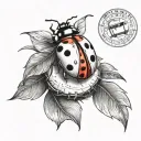 ladybug sitting on a coconut tattoo design idea