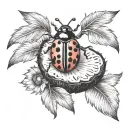 ladybug sitting on a coconut tattoo design idea