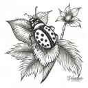ladybug sitting on a coconut tattoo design idea