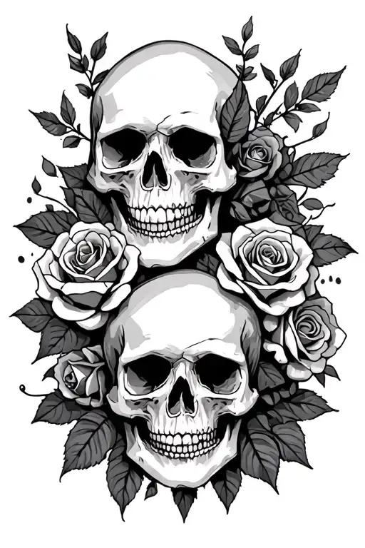 fear no evil with skulls and roses tattoo design idea