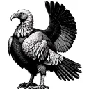 turkey vulture standing with wings spread out facing forward tattoo design idea