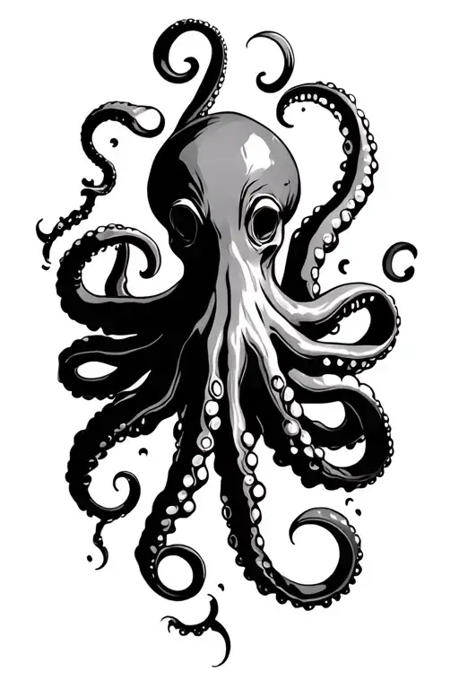 I want you to generate a tattoo on the leg of an octopus taking a caravela and breaking it in the middle with the tentacles tattoo design idea