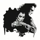 Tattoo on the forearm, Eric Draven, Brandon Lee, black and white, dark, hand drawn, outline tattoo design idea