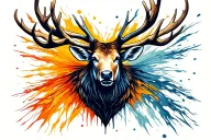 elk head with antlers surrounded tattoo design idea