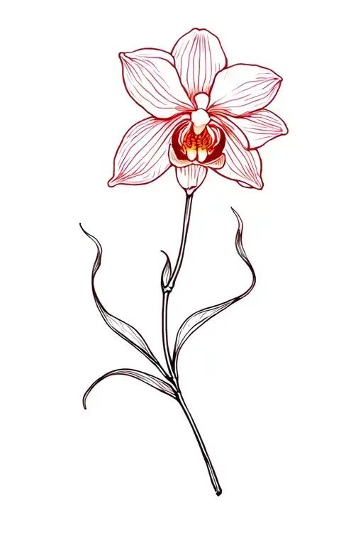 embrace that did not stop, you stem of a flower, you are the stem of a flower burning flower, fragile orchid tattoo design idea
