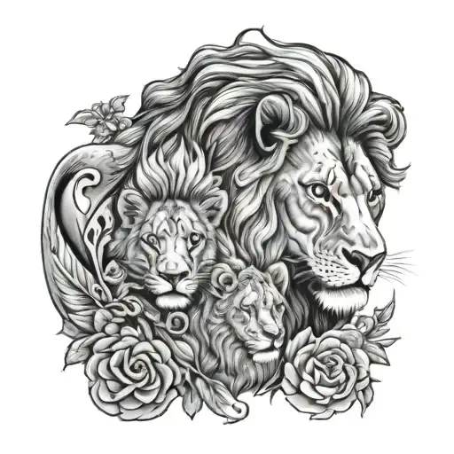 Lion And Lamb tattoo design idea