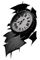 Broken clock with roman numerals tattoo design idea