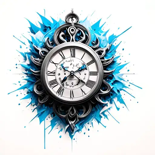 Mechanical clock 3D background Wallpaper Blue Aiguille tattoo design idea