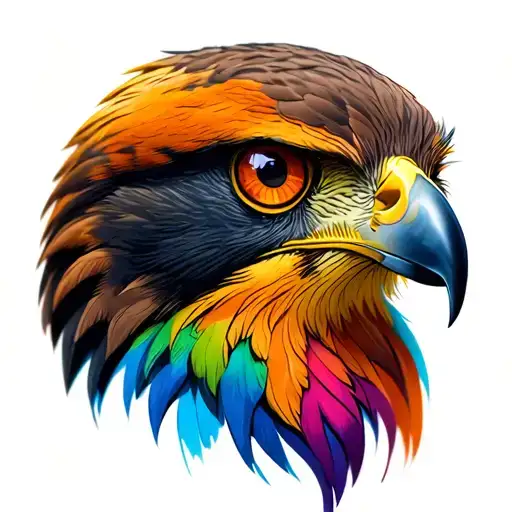 hawk  pop colour eyes tattoo design idea