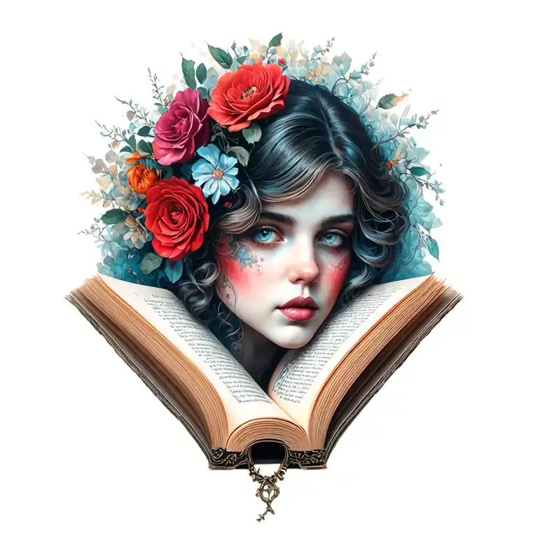 dark romance book coming to life from the pages tattoo design idea