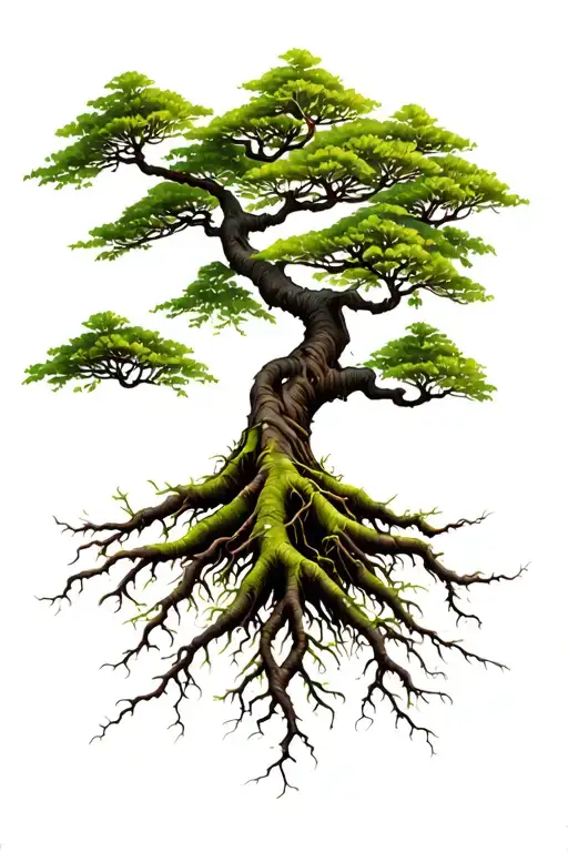 bonsai tree roots tattoo design idea