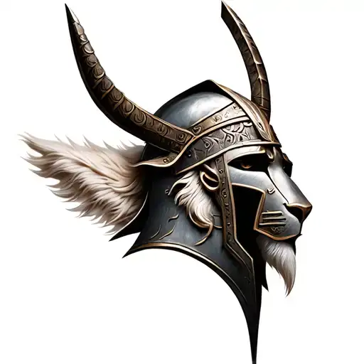 viking lion spartan helmet tattoo design idea