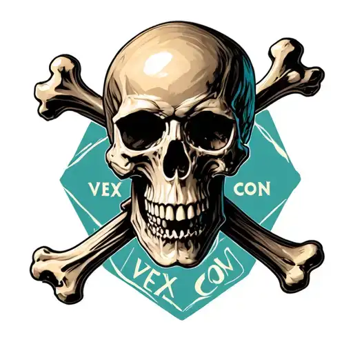 "Vex Con" Skull and Crossbones  tattoo design idea