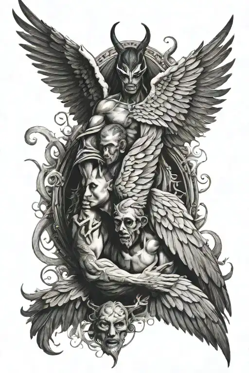 black god and devil wings tattoo design idea