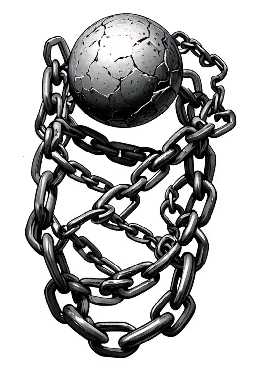 Ball And broken Chain tattoo design idea