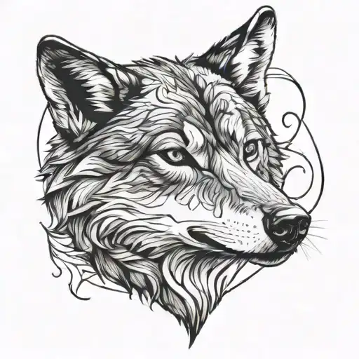young wolf heart tattoo design idea