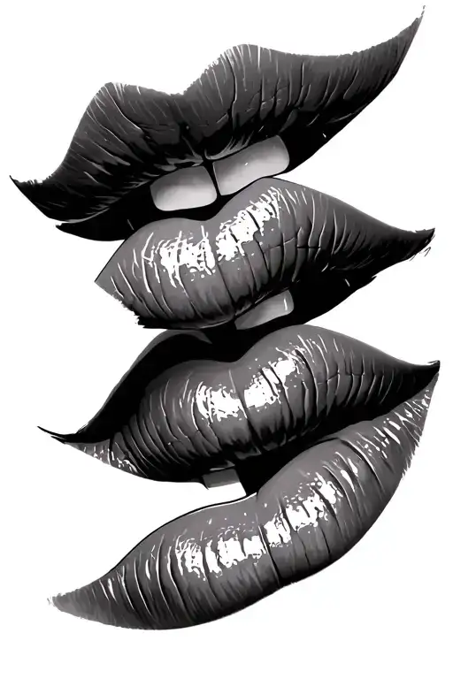 lips like kissed tattoo design idea