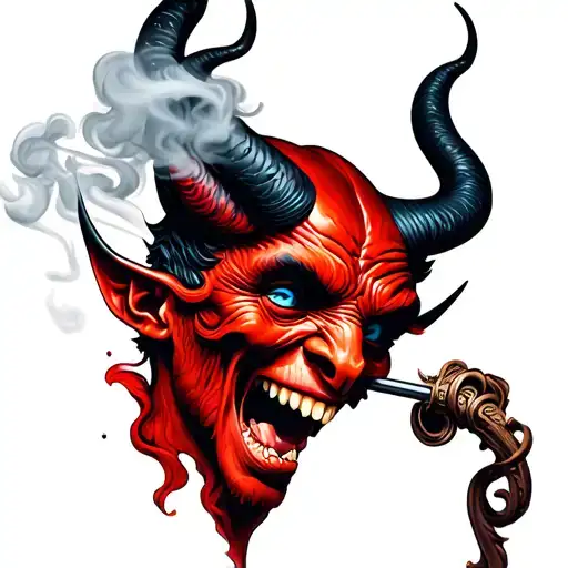 Devil smoking tattoo design idea