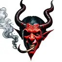 Devil smoking tattoo design idea