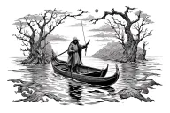 ferryman on the river styx tattoo design idea