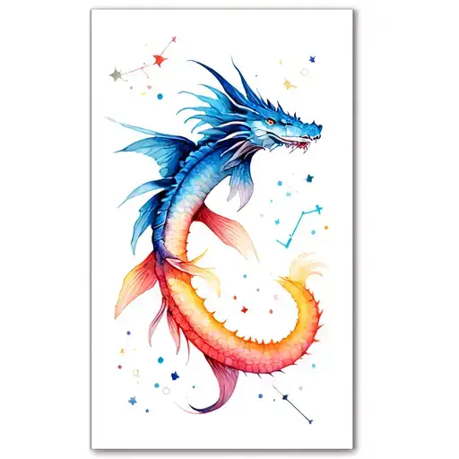 Dragon Flying Fish Constellation tattoo design idea