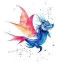 Dragon Flying Fish Constellation tattoo design idea