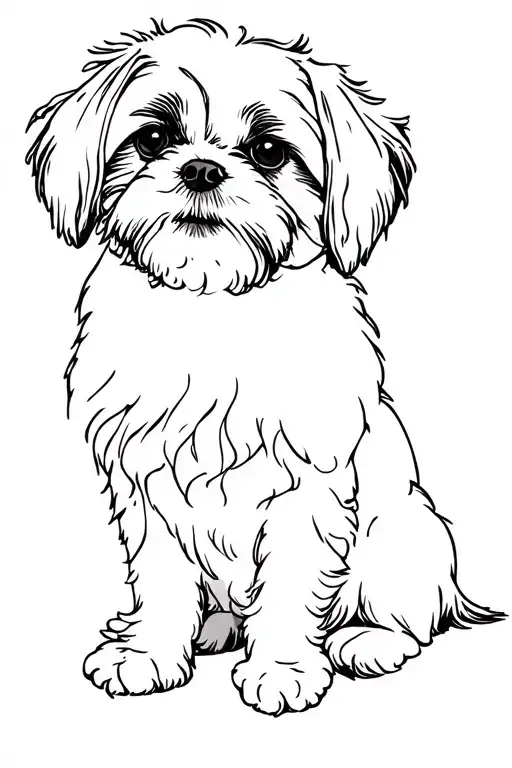 shih tzu dog sits tattoo design idea