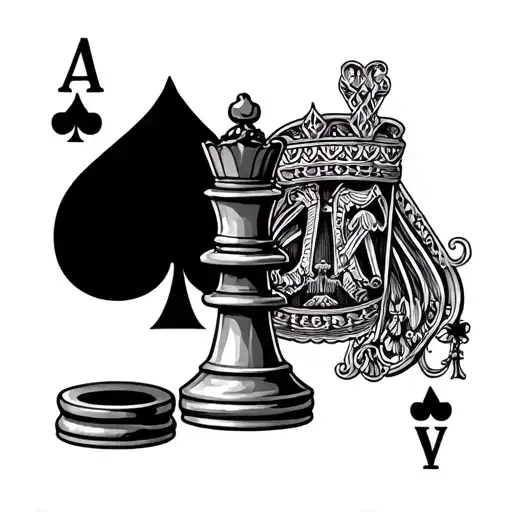 ace of spades with king chess piece tattoo design idea