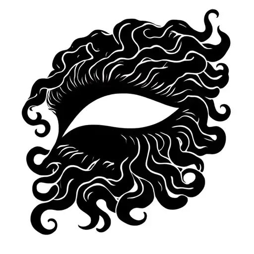 medusa only half face eyes and up microblading brows, only outline tattoo design idea
