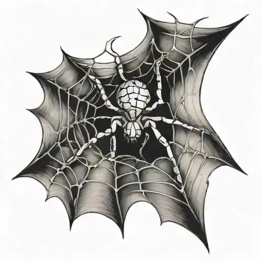 spider biting collar bone with web tattoo design idea
