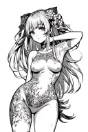 Anime girl nude (Hentai) tattoo design idea