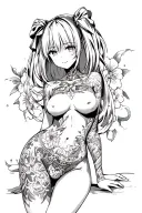 Anime girl nude (Hentai) tattoo design idea