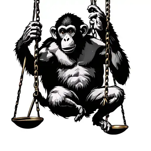 libra sign and monkey  swinging in libra sign tattoo design idea