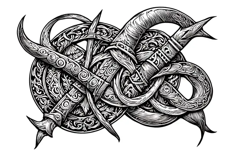 viking symbols intertwined tattoo design idea