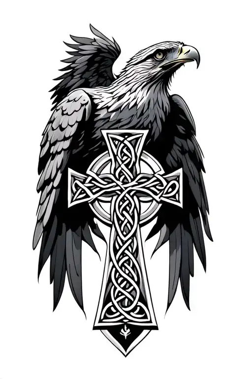 Hawk celtic cross tattoo design idea