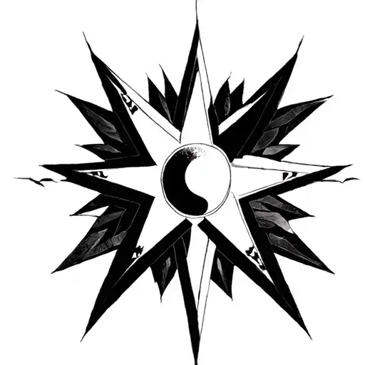 Create a 5-point star, each point representing a deep part of my identity, with a bold and symbolic style.Top Point (N tattoo design idea