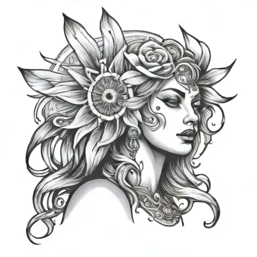 sunshine girl tattoo design idea