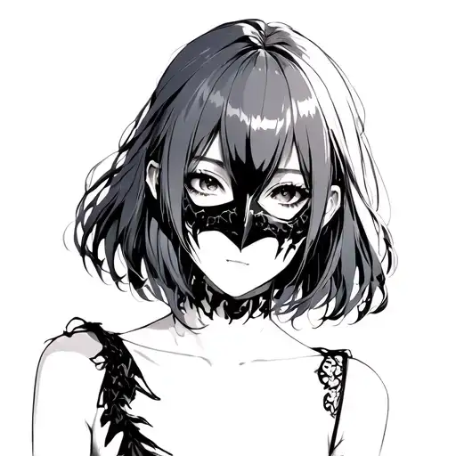 female anime character with Tokyo ghoul konicki ken mask tattoo design idea