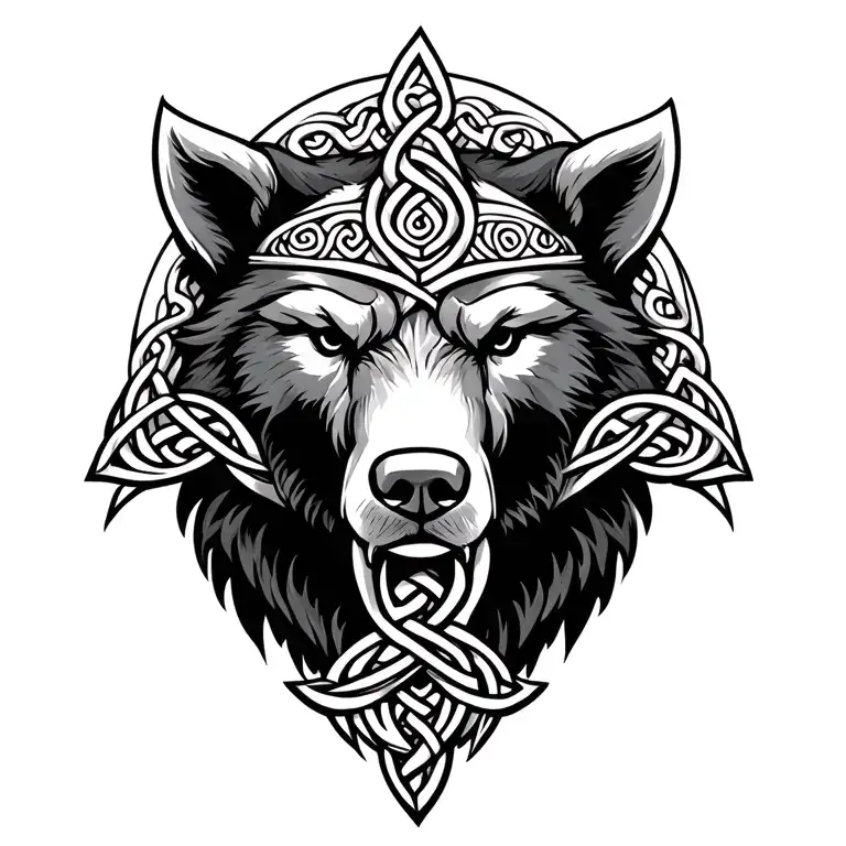 Norse Bear made with celtic trinity knot tattoo design idea